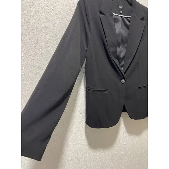 XOXO Women’s Black Blazer Size L Single Button Office Work Jacket - Picture 5 of 12